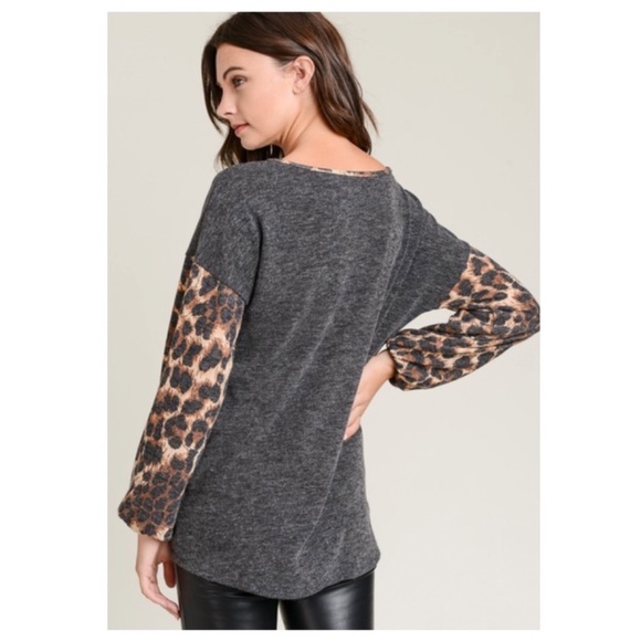 NEW Trendy Charcoal Grey/Leopard Tunic - Picture 5 of 7